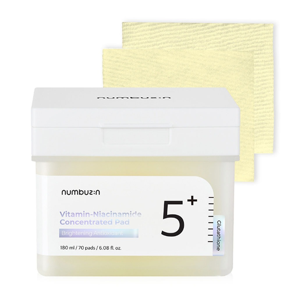 Numbuzin No 5+ Vitamin Niacinamide Concentrated Facial Pads With Glutathione 180ml, Pack of 70’s