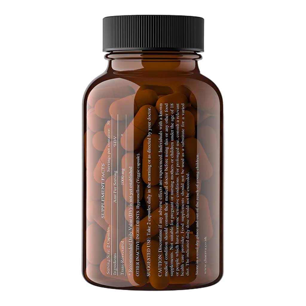 Charava Resveratrol 1000mg Antiaging Supplement Capsules, Pack of 60's