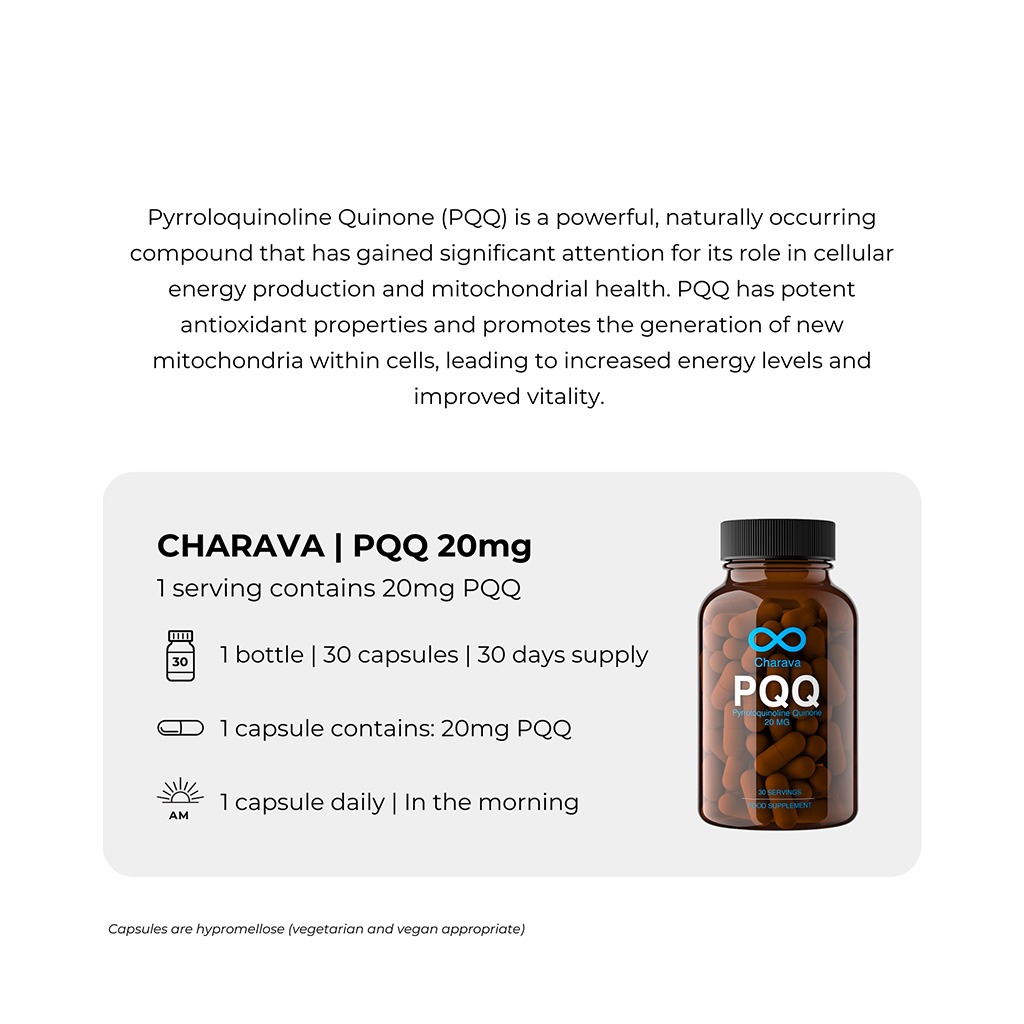 Charava PQQ 20mg Antioxidant Supplement Capsules, Pack of 30's 