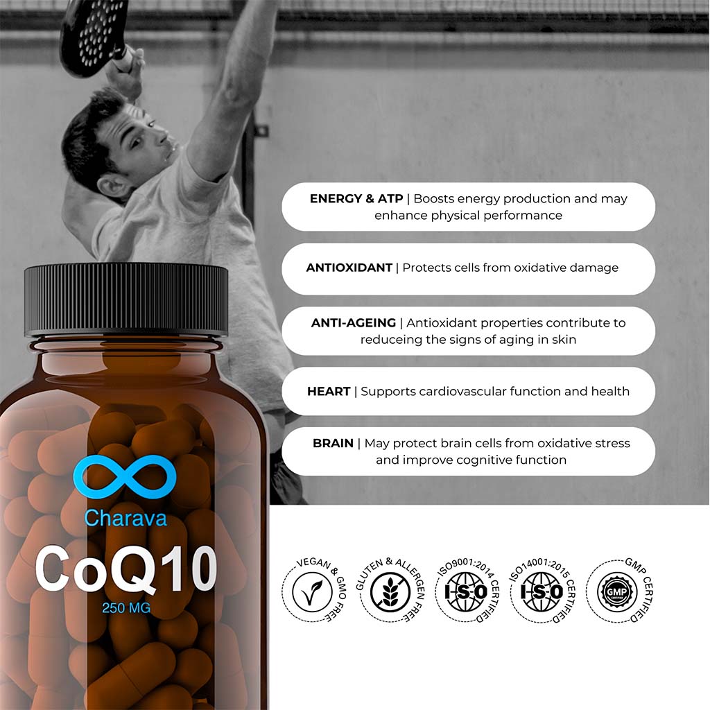 Charava CoQ10 250mg Capsules For Heart Health & Energy, Pack of 30’s