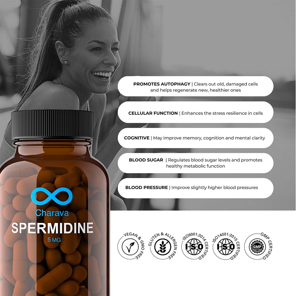 Charava Spermidine 5mg Antiaging Supplement Capsules, Pack of 30's