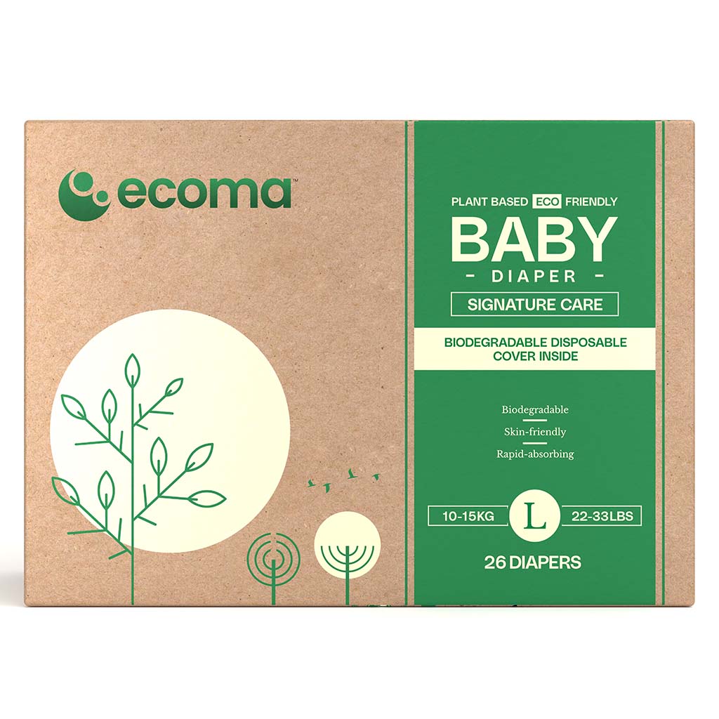 Ecoma Signature Care Baby Diapers, Large Size, 10-15 Kg, Pack of 26's