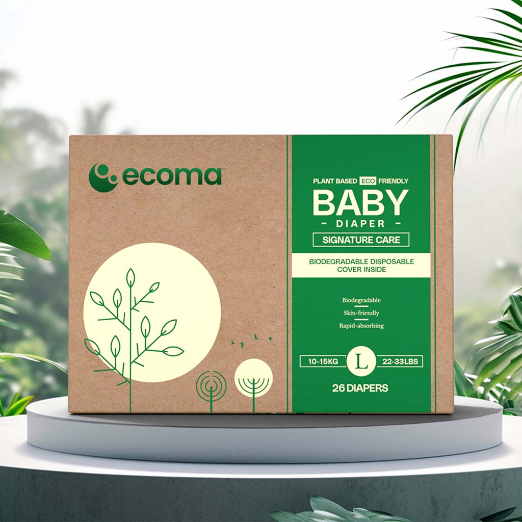 Ecoma Signature Care Baby Diapers, Large Size, 10-15 Kg, Pack of 26's