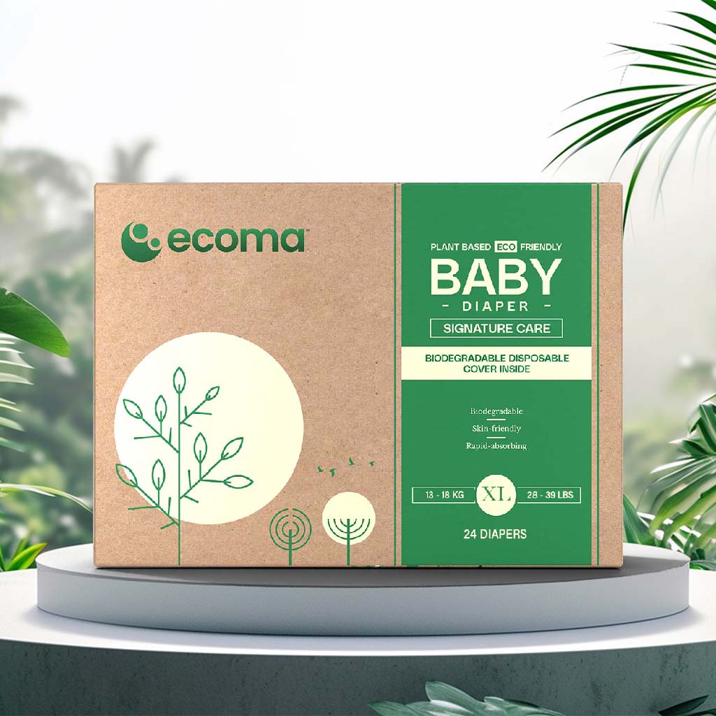 Ecoma Signature Care Baby Diapers, Extra Large (XL) Size, 13-18 Kg, Pack of 24's