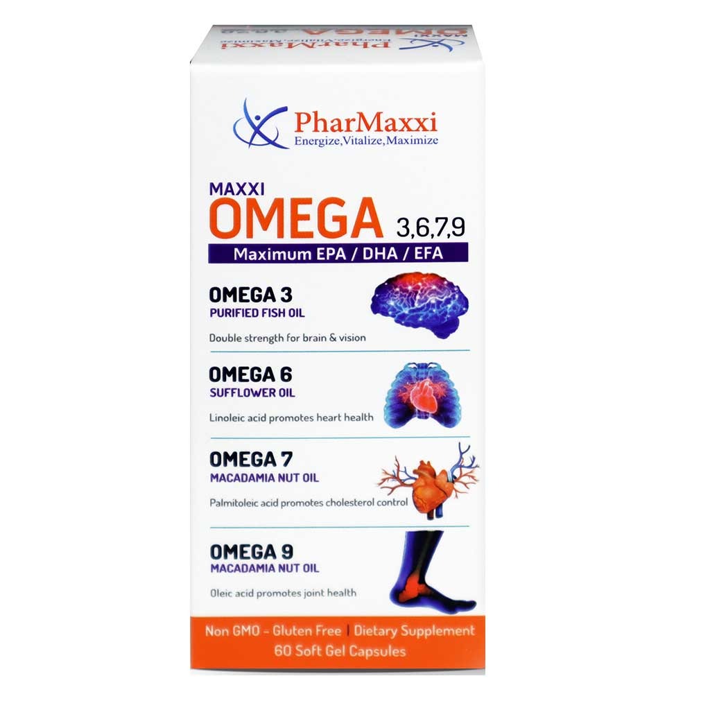 Pharmaxxi Maxxi Omega 3-6-7-9 Softgel Capsules For Whole Body Wellness, Pack of 60’s