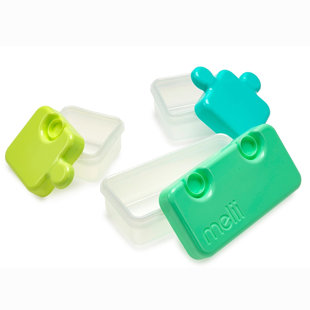 Melii Puzzle Food Container For Toddlers 850ml, Color - Blue/Lime/Turquoise Green, Pack of 3’s 