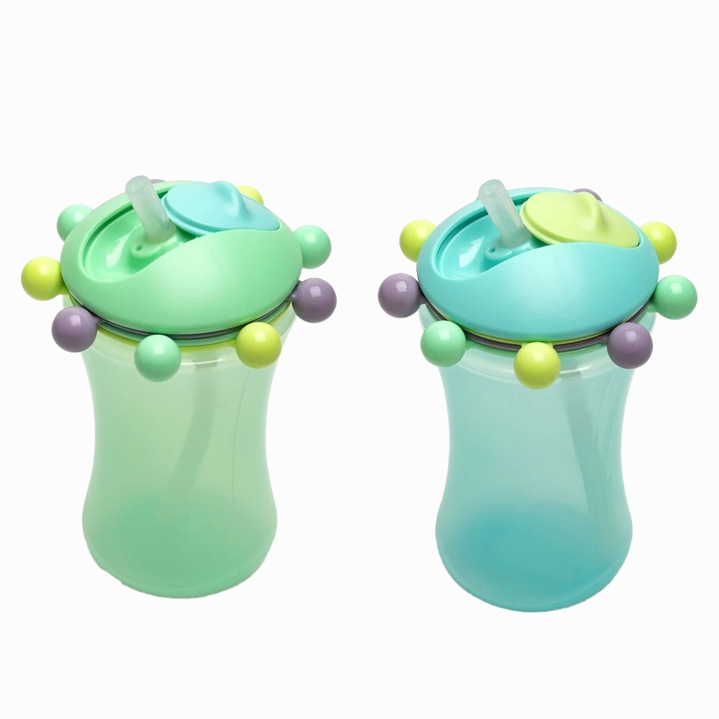 Melii Abacus Baby Feeding Sippy Cup With Straw From 12+ Months - Turquoise & Green Color 340ml, Pack of 2’s