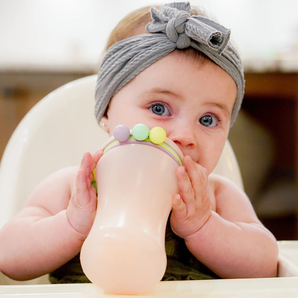 Melii Abacus Baby Feeding Sippy Cup With Straw From 12+ Months - Green & Pink Color 340ml, Pack of 2’s