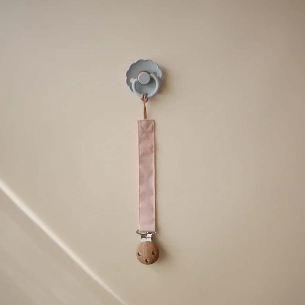 Mushie Baby Pacifier Linen Fabric Clip - Blush Color, Pack of 1’s
