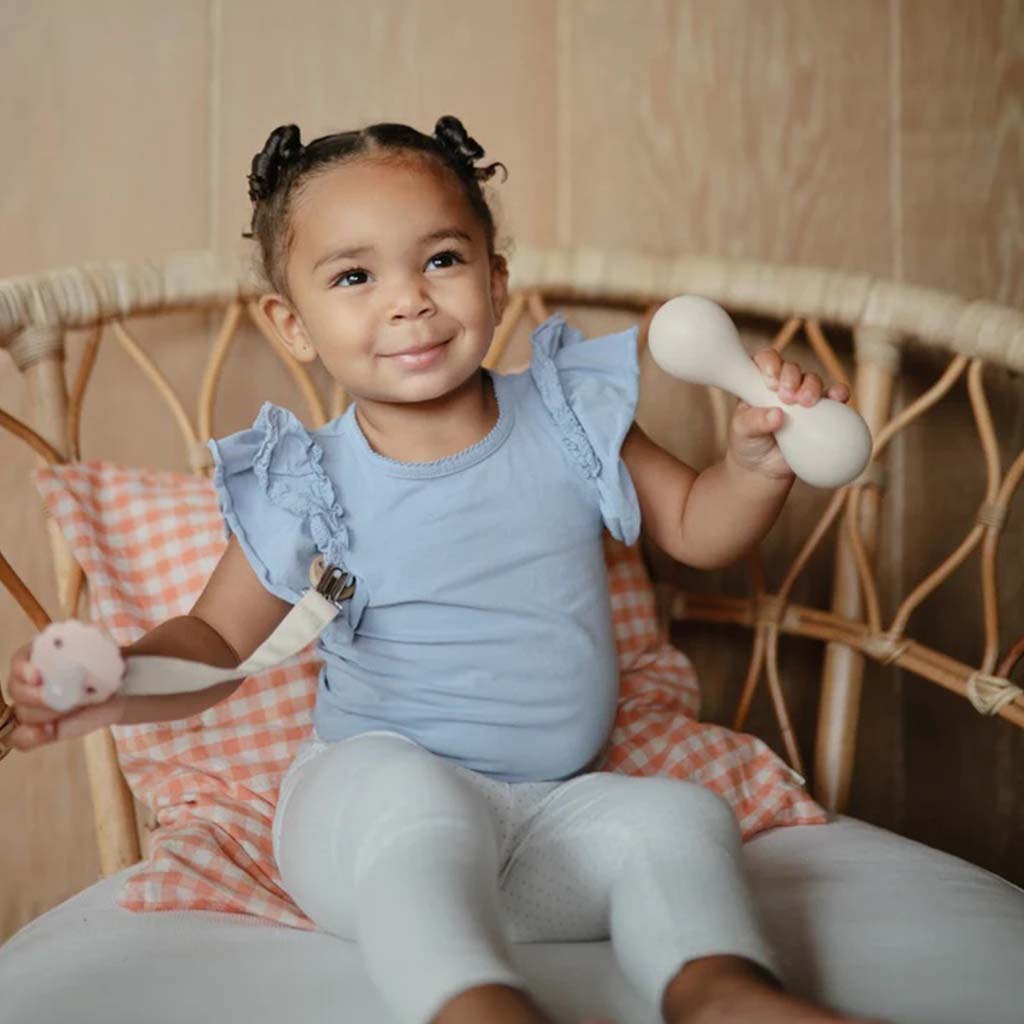 Mushie Baby Pacifier Linen Fabric Clip - Blush Color, Pack of 1’s