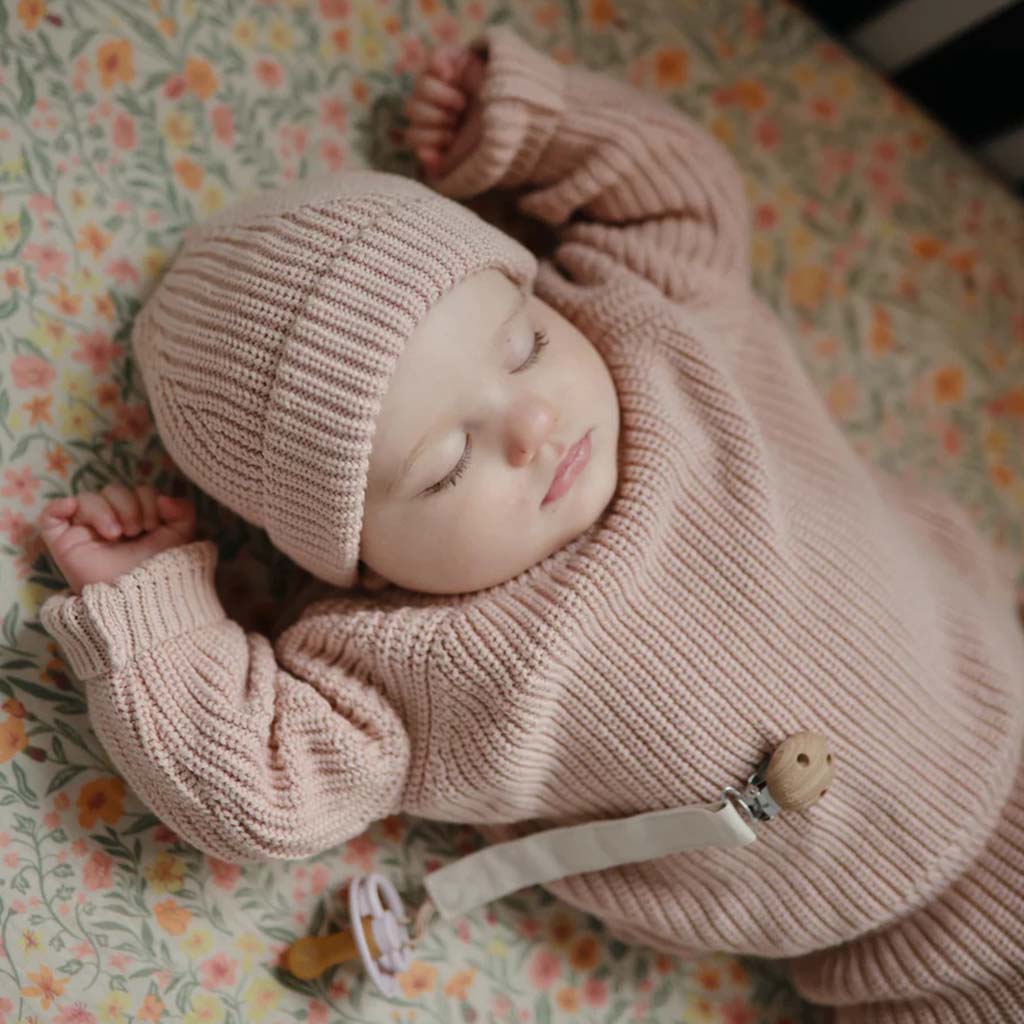 Mushie Baby Pacifier Linen Fabric Clip - Blush Color, Pack of 1’s