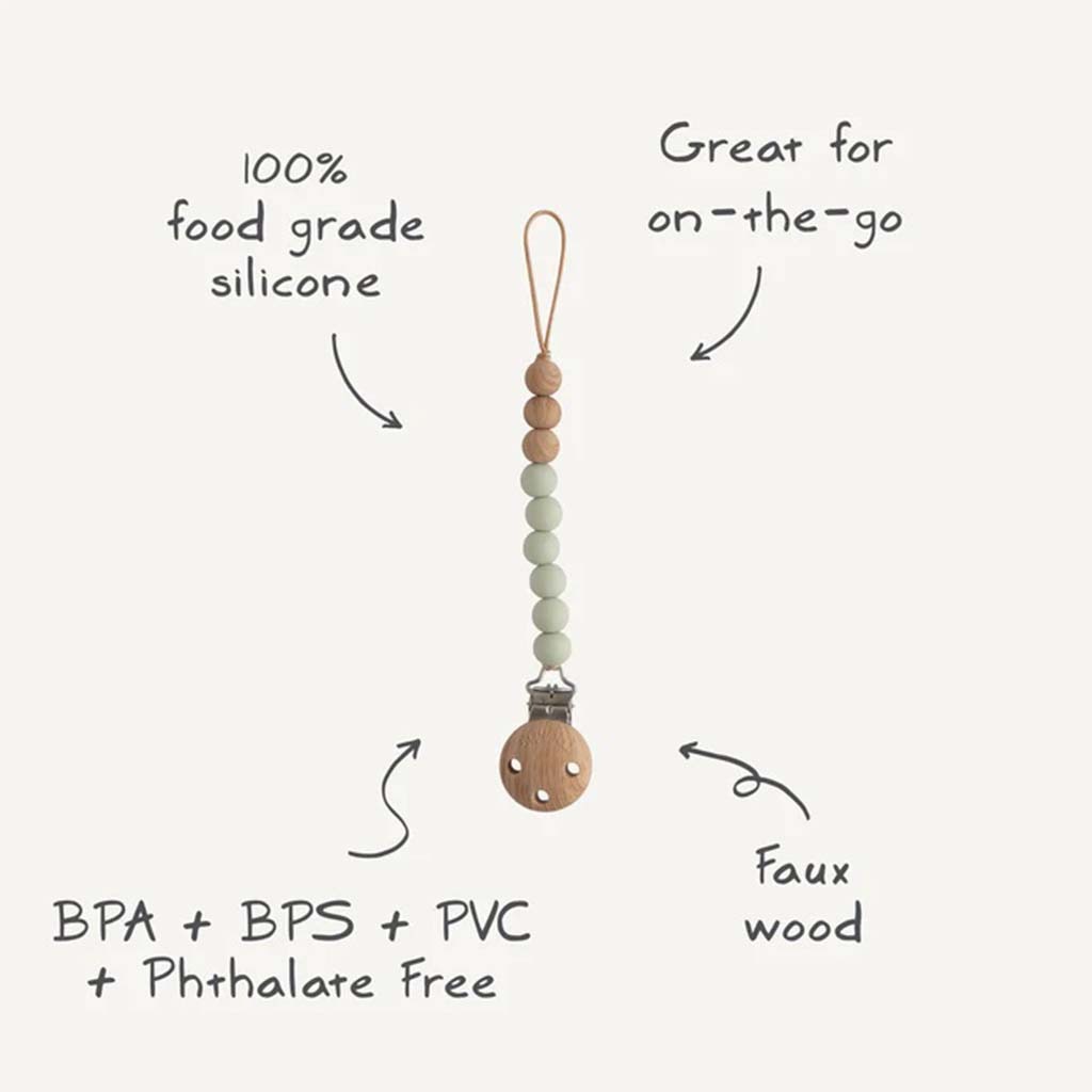 Mushie Eva Silicone Baby Pacifier Fabric Clip - Black Color, Pack of 1’s