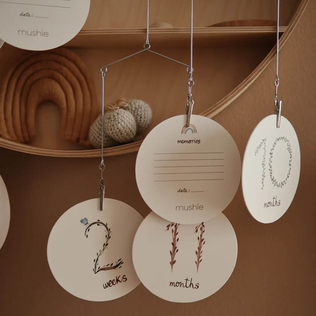 Mushie Baby Monthly Watercolor Milestone Cards, Pack of 16’s 