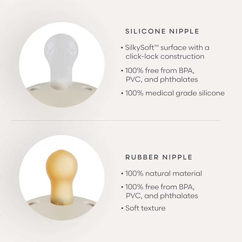 Frigg Rope Natural Rubber Baby Pacifiers, Size 2, 6-18 Months, Blush/ Cream Color, Pack of 2’s 