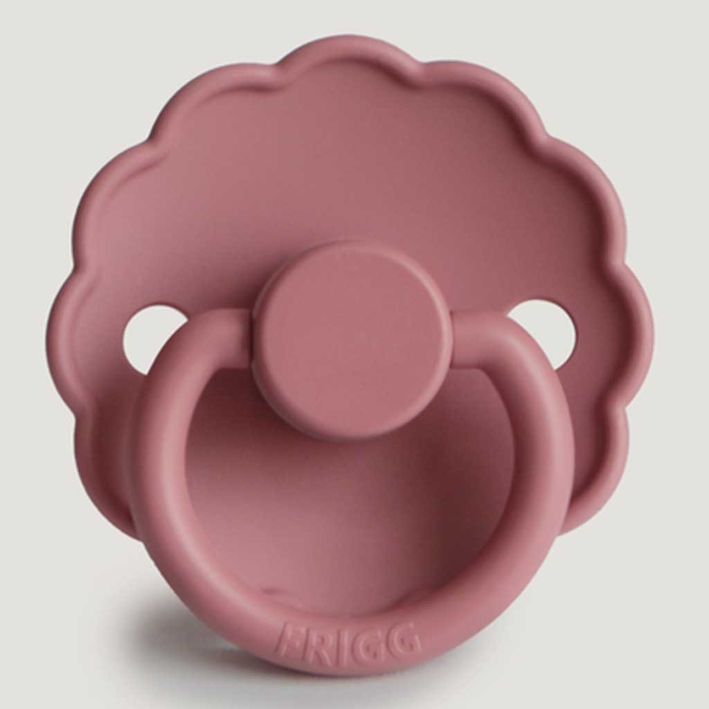 Frigg Daisy Silicone Baby Pacifiers, Size 1, 0-6 Month, Blush/ Cedar Color, Pack of 2’s