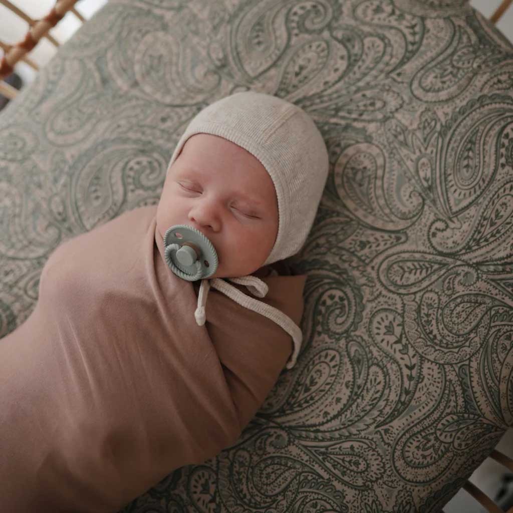 Frigg Rope Natural Rubber Baby Pacifiers, Size 2, 6-18 Months, Cream/ Sage Color, Pack of 2’s 