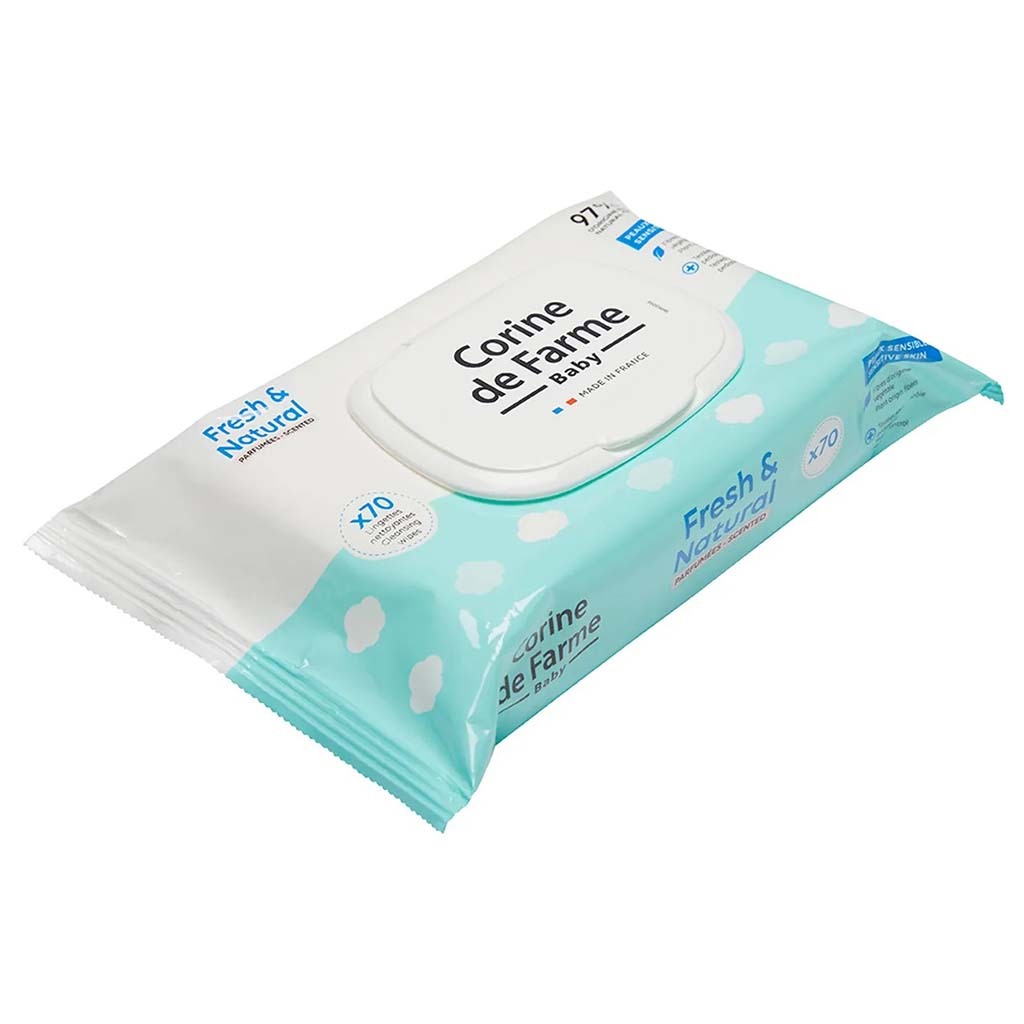 Corine De Farme Fresh & Natural Scented Baby Wipes, Pack of 70’s 