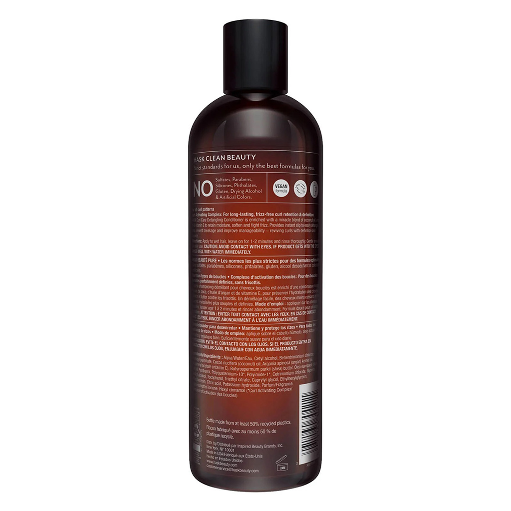 Hask Curl Care Detangling Conditioner With Coconut Oil, Argan Oil & Vitamin E For Curly Hair 355ml
