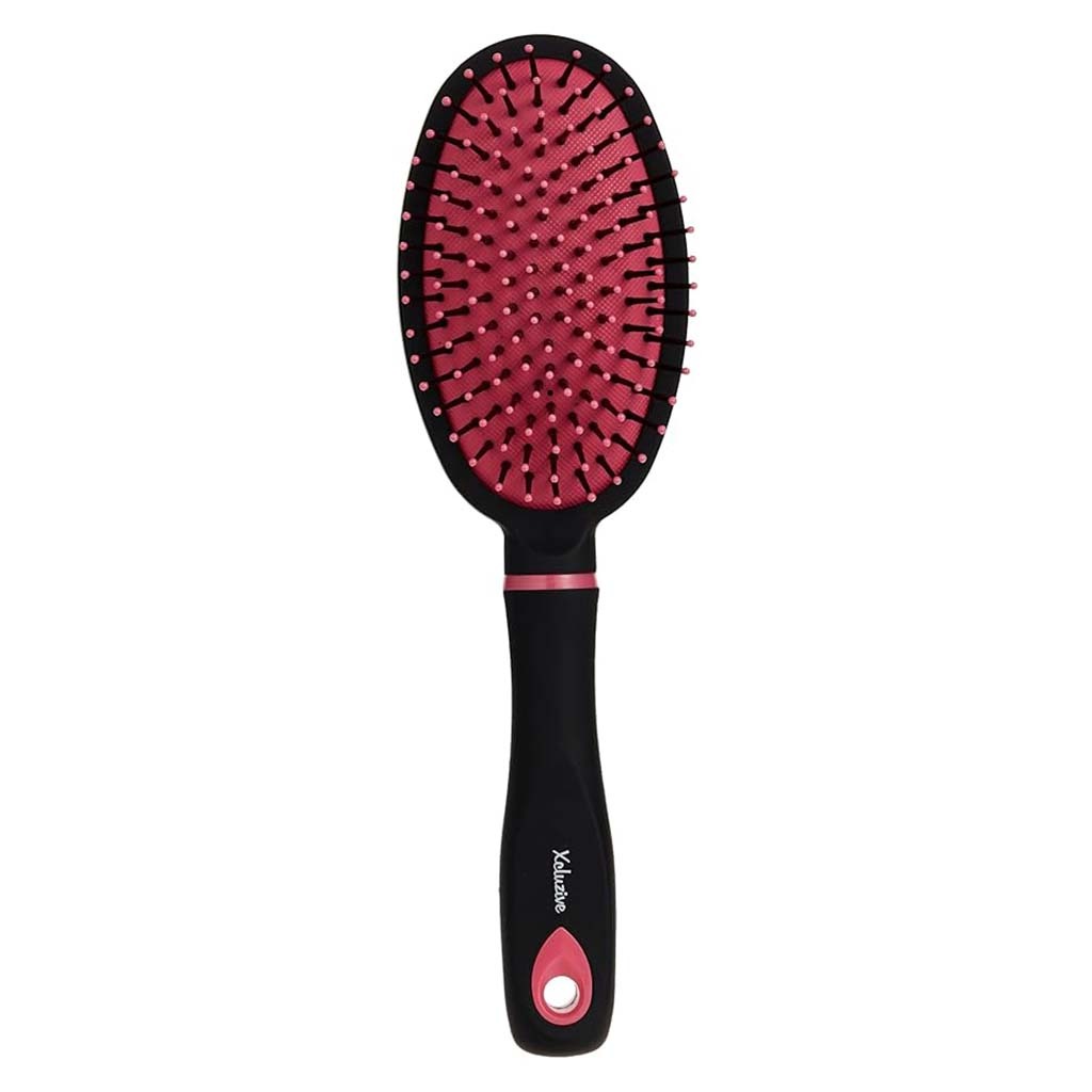 Xcluzive Oval Shape Cushion Hair Brush - Black/Pink Color