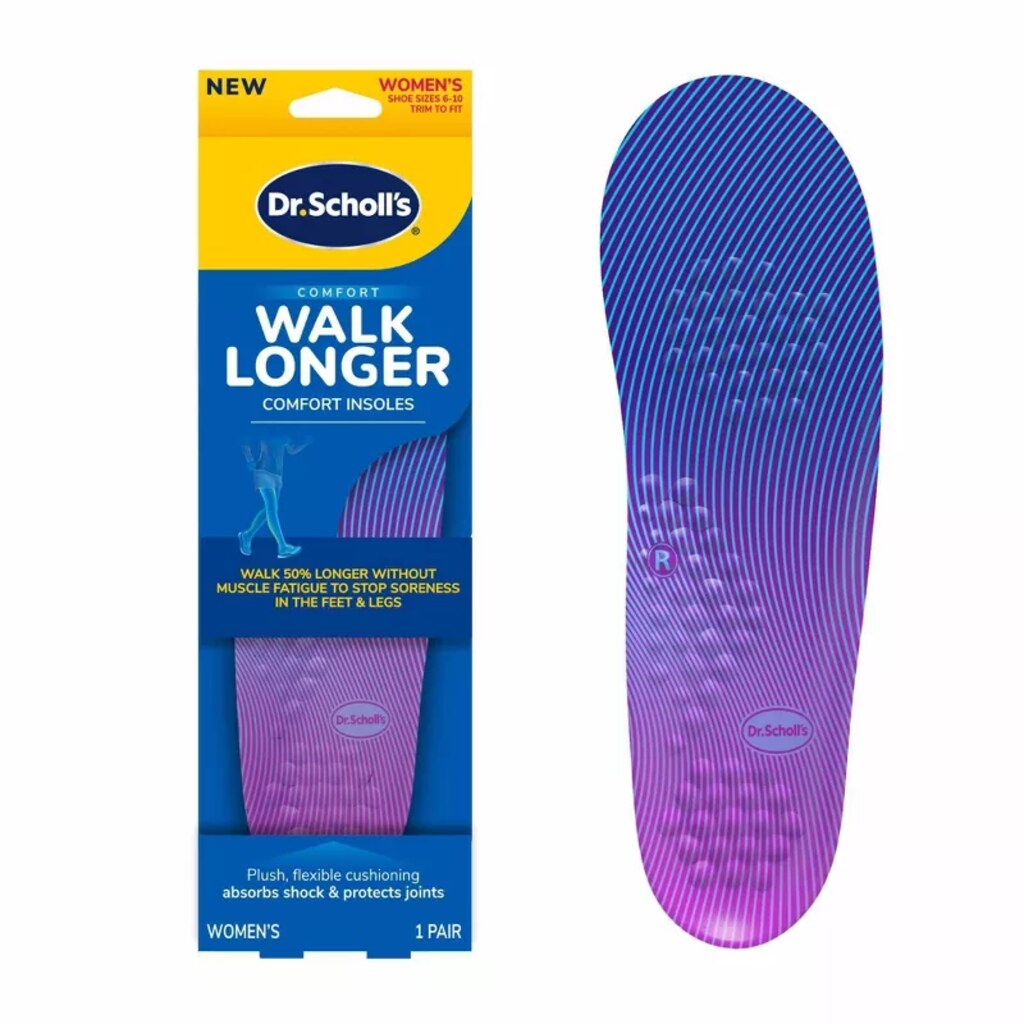 Dr. Scholl's Walk Longer Comfort Insoles, Size 6-10 For Women - 1 Pair