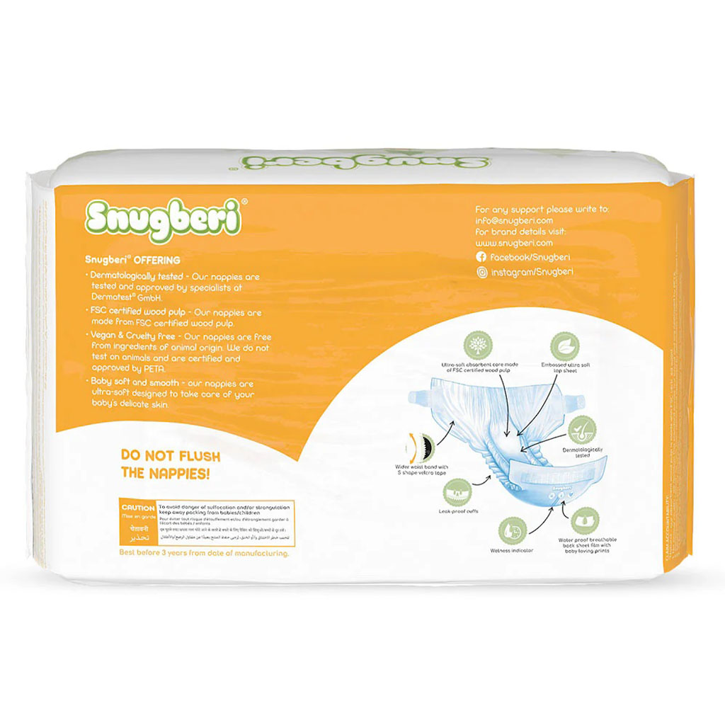Snugberi Newborn Baby Diapers, Size 1, 2-5kg, Pack of 32’s