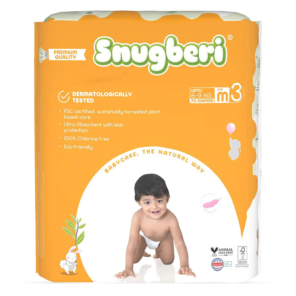 Snugberi Baby Diapers, Size 3, Medium, 6-9Kg, MEGA PACK of 70’s