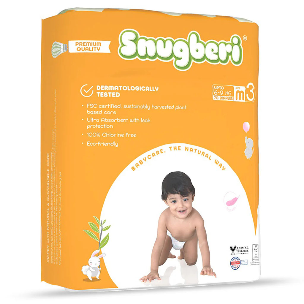 Snugberi Baby Diapers, Size 3, Medium, 6-9Kg, MEGA PACK of 70’s