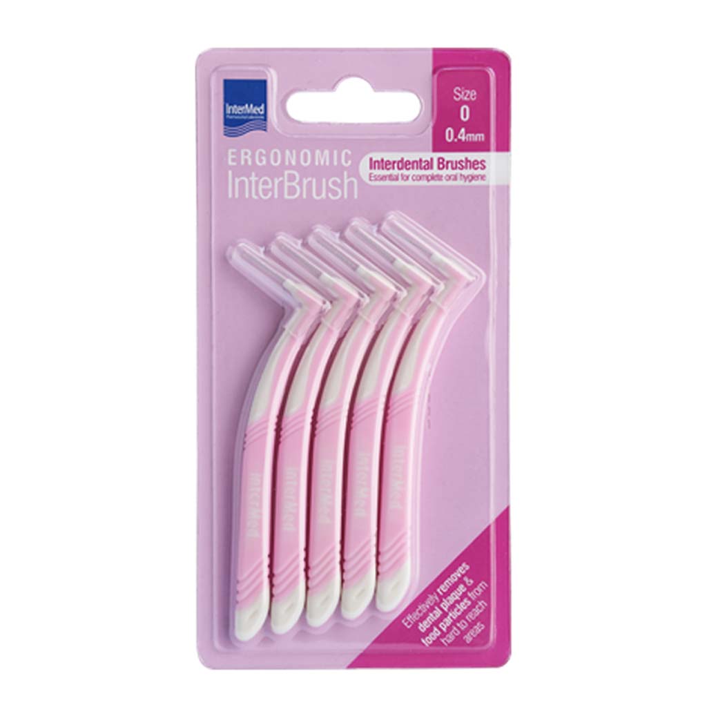 Intermed Ergonomic Interdental Brush Size 0, 0.40mm - Pink, Pack of 5's