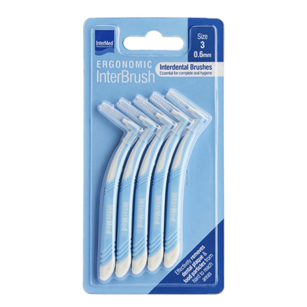 Intermed Ergonomic Interdental Brush Size 3, 0.60mm - Blue, Pack of 5's