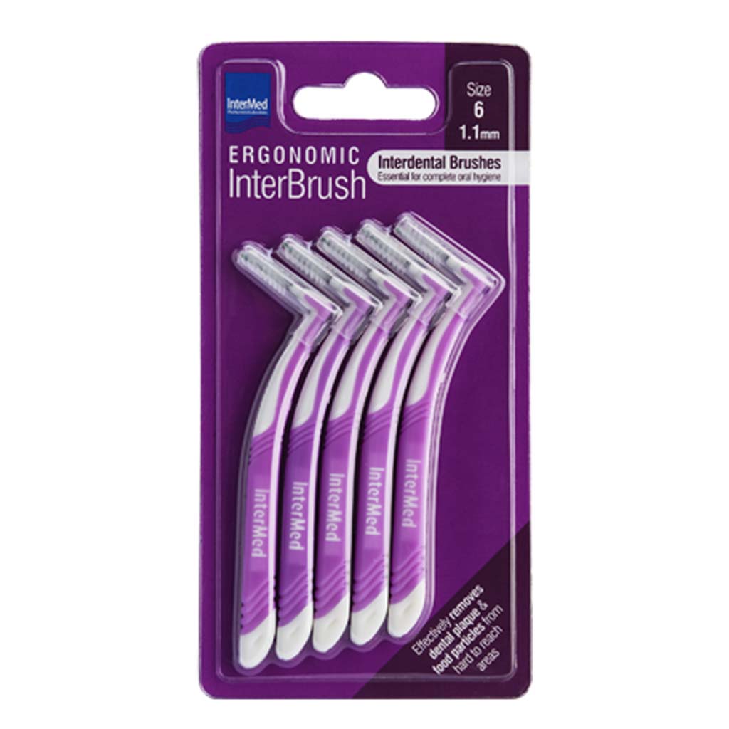 Intermed Ergonomic Interdental Brush Size 6, 1.10mm - Purple, Pack of 5's