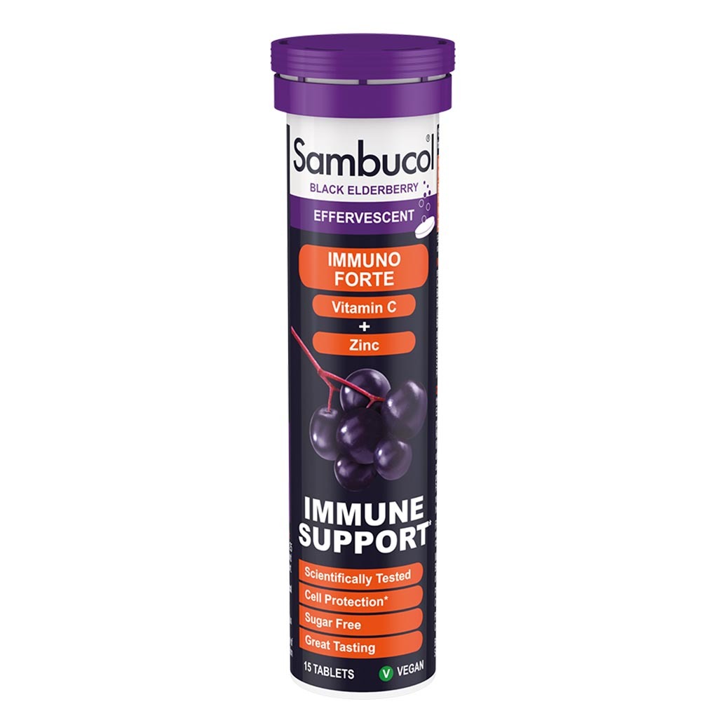Sambucol Immuno Forte Elderberry, Vitamin C & Zinc Effervescent Tablets, Pack of 15's