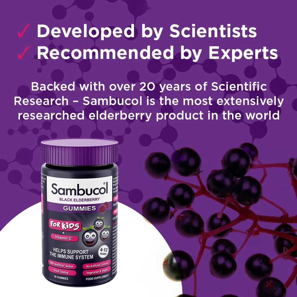 Sambucol Immune Support Kids Elderberry & Vitamin C Gummies, Pack of 30's