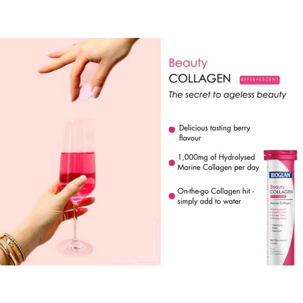 Bioglan Beauty Marine Collagen Effervescent Tablets, Pack of 20's