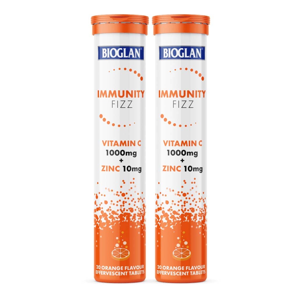 Bioglan Immunity Fizz Vitamin C 1000mg & Zinc Effervescent Tablets, Value Pack of 2*20's