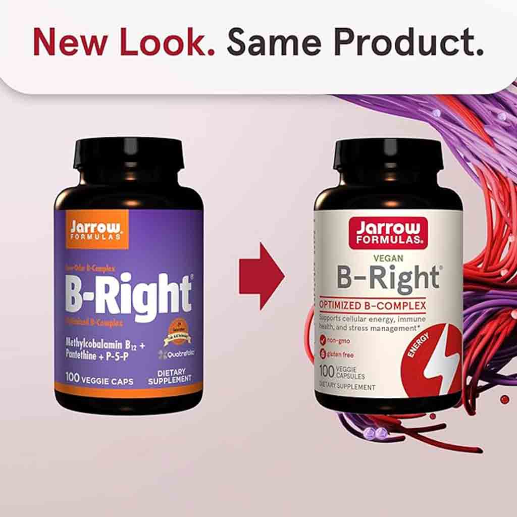Jarrow Formulas B-Right Optimized Vitamin B Complex Capsules, Pack of 100's