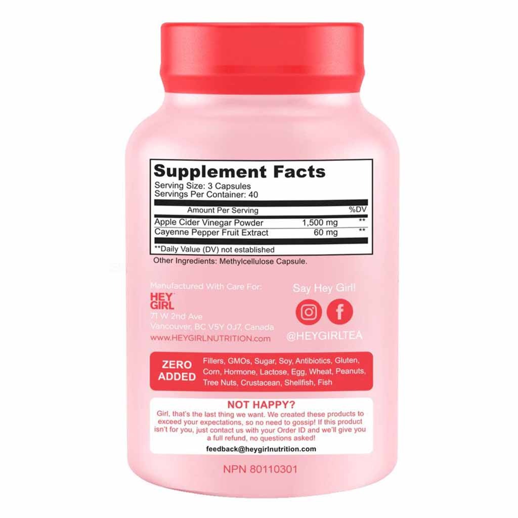Hey Girl Nutrition Apple Cider Vinegar Capsules, Pack of 120's
