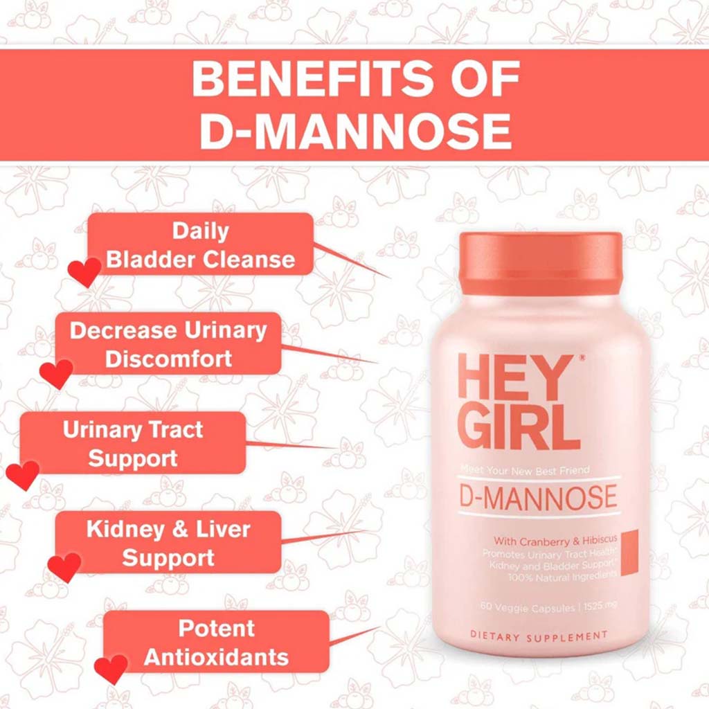 Hey Girl Nutrition D-Mannose Supplement Capsules, Pack of 60's