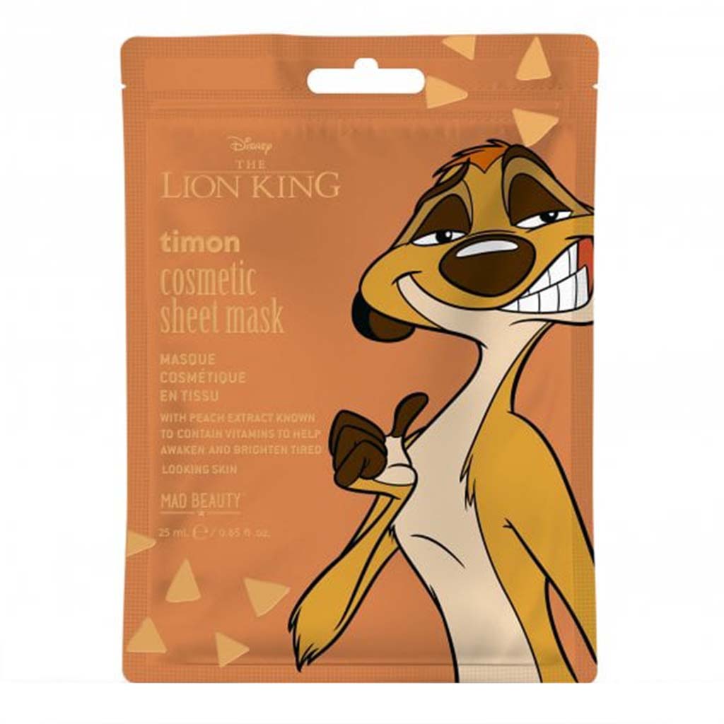 Mad Beauty Disney The Lion King Timon Cosmetic Face Sheet Mask With Peach Extract 25ml 