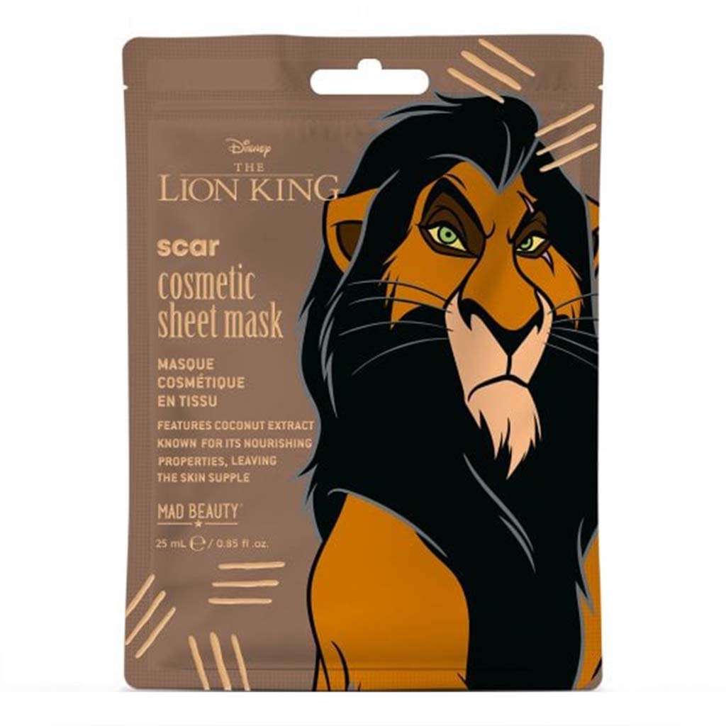 Mad Beauty Disney The Lion King Scar Cosmetic Face Sheet Mask With Coconut Extract 25ml 