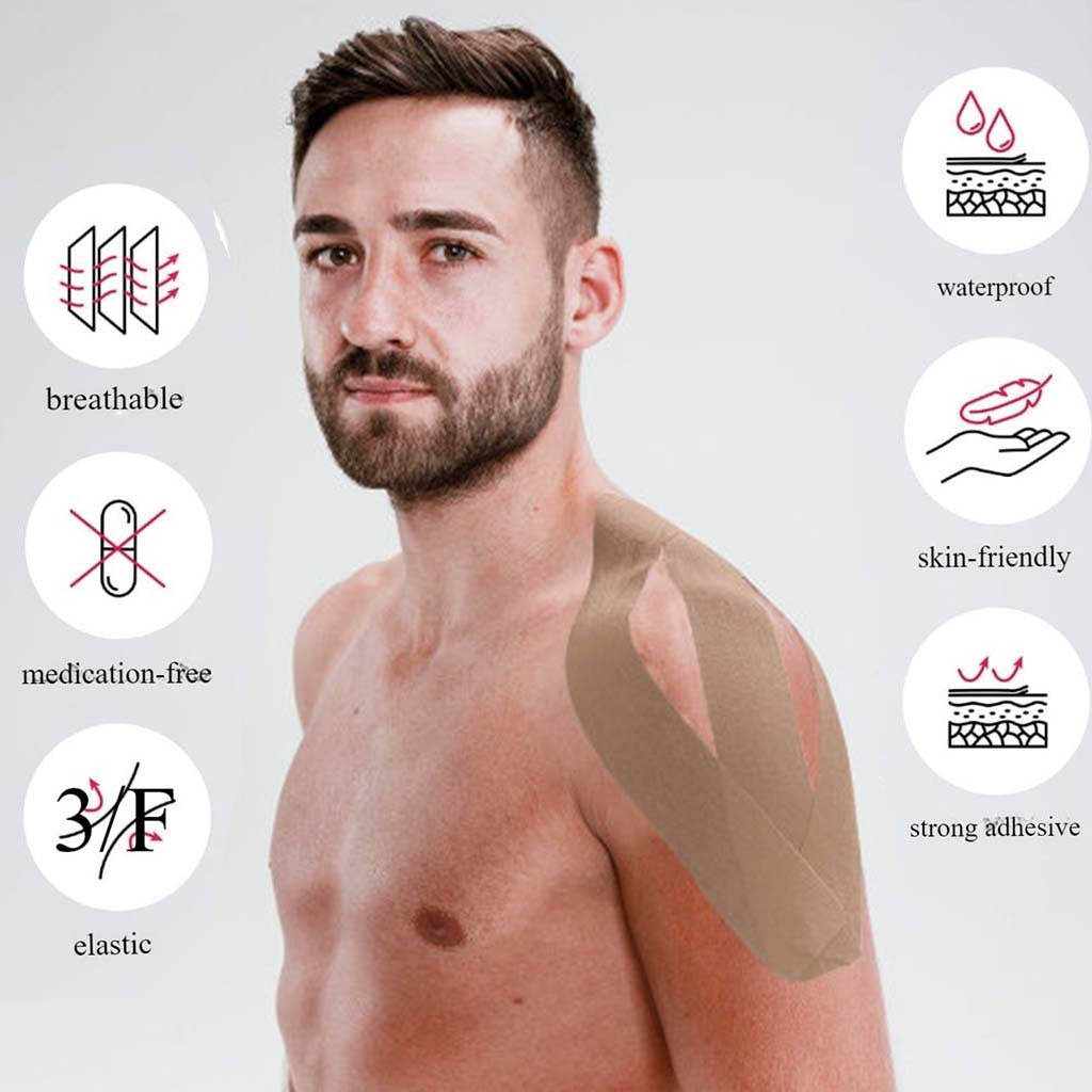 Kintex Kinesiology Pre-Cut Tape For Pain Relief - Beige Color 25cm, Pack of 20’s 