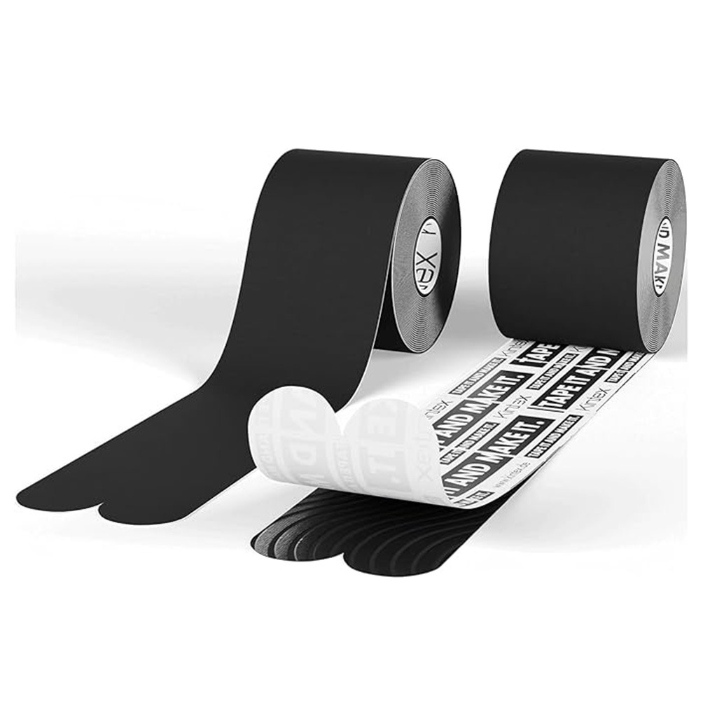 Kintex Kinesiology Pre-Cut Tape For Pain Relief - Black Color 25cm, Pack of 20’s 