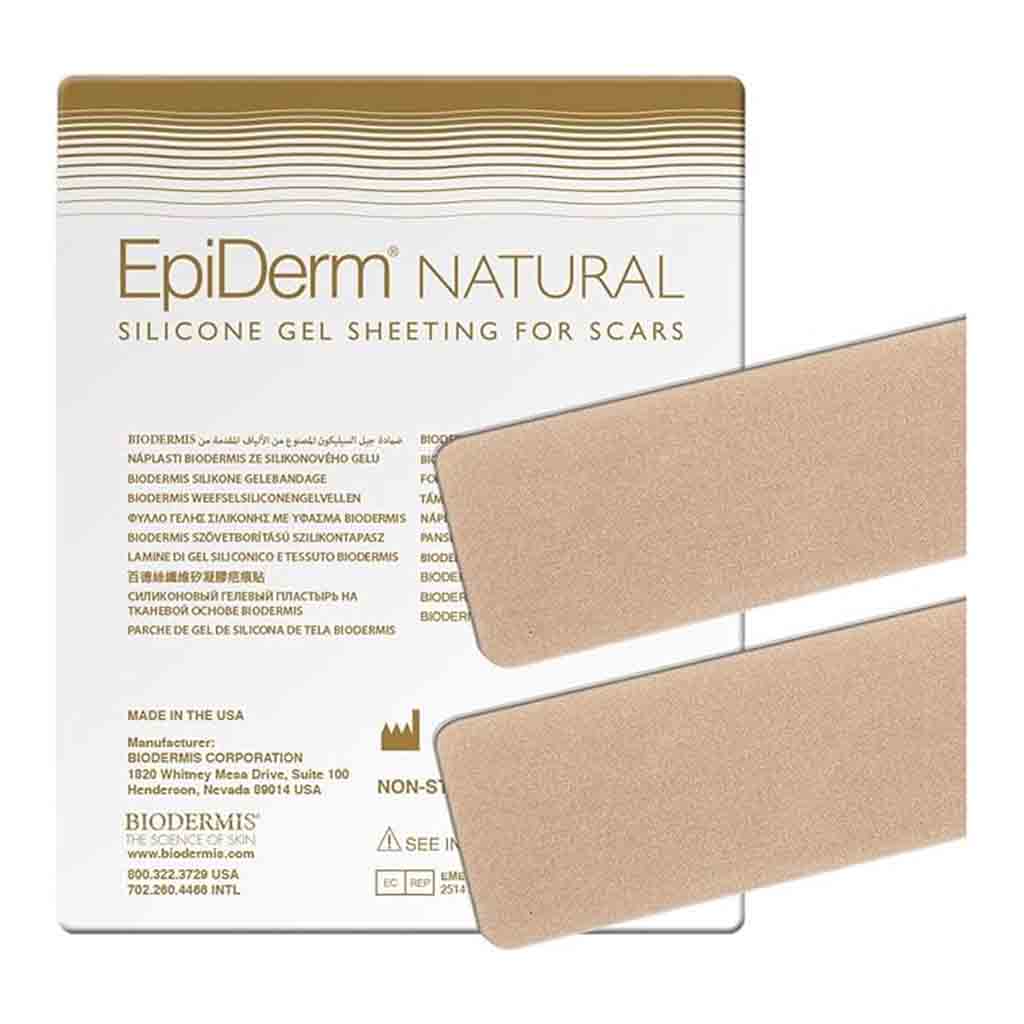 Biodermis EpiDerm Long Strip Natural Silicone Gel Sheeting For Scars, Size 3.6 *29cm - 1 Pair