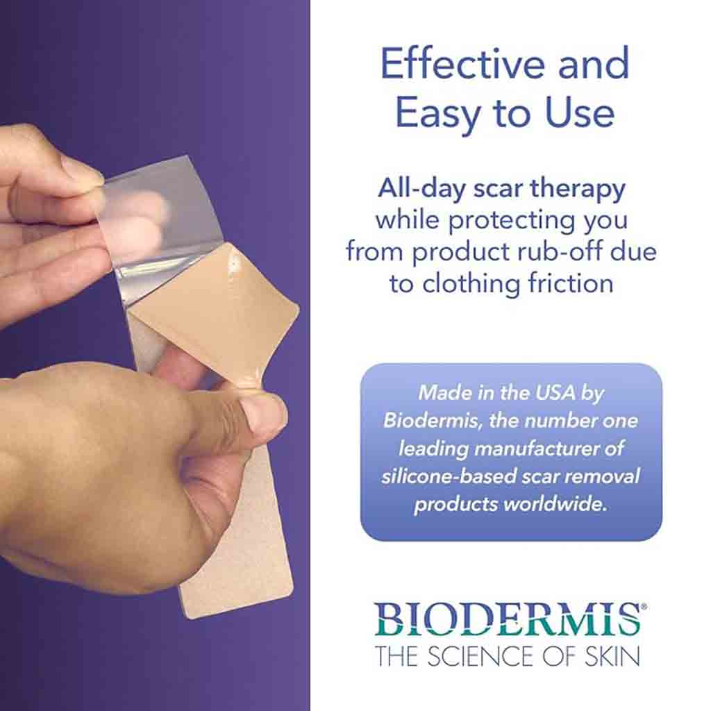 Biodermis EpiDerm Long Strip Natural Silicone Gel Sheeting For Scars, Size 3.6 *29cm - 1 Pair