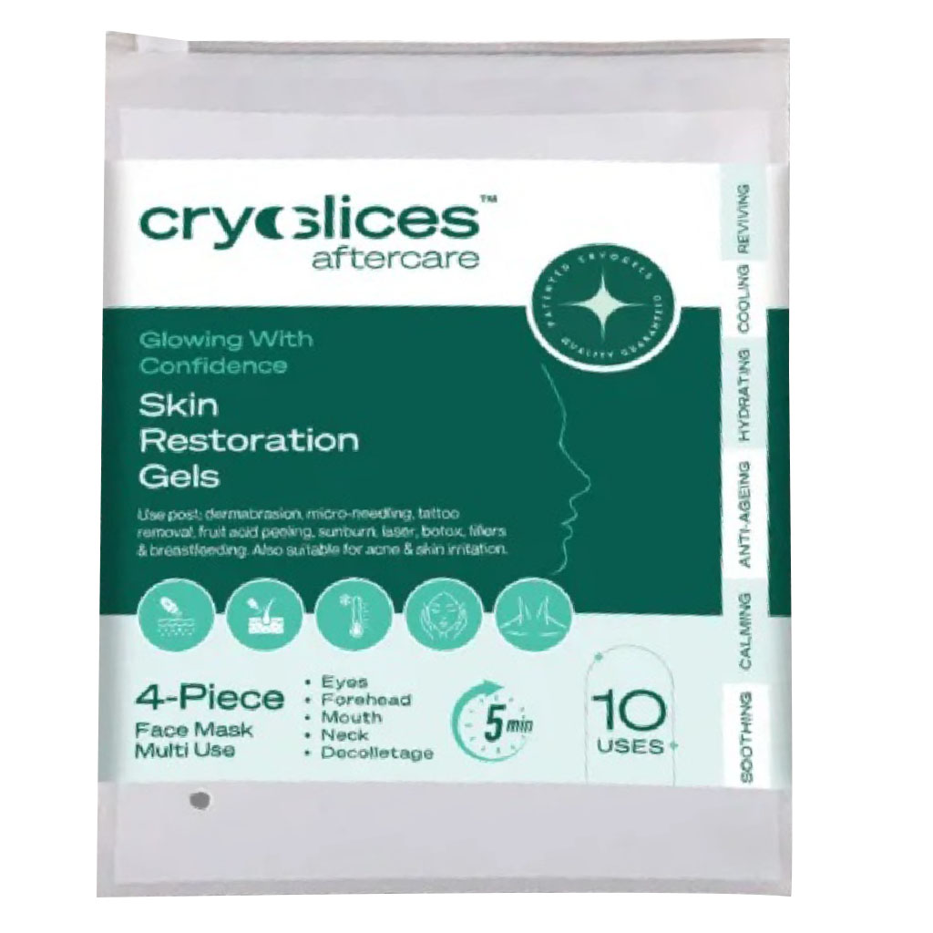 Cryoslices Aftercare Skin Restoration Gel - 4 Piece Multiuse Face Mask 