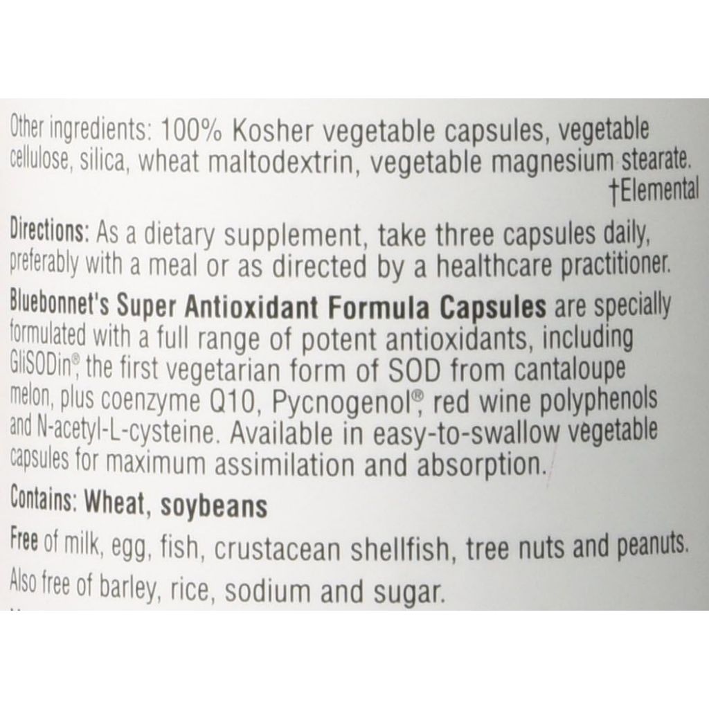 Bluebonnet Super Antioxidant Formula Capsules, Pack of 60's