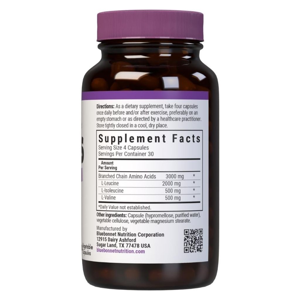 Bluebonnet Branched Chain Amino Acids 3000mg Capsules, Pack of 120's