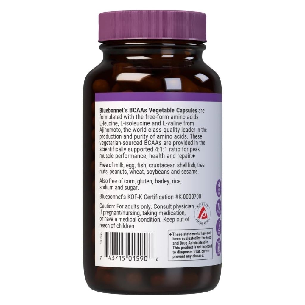 Bluebonnet Branched Chain Amino Acids 3000mg Capsules, Pack of 120's
