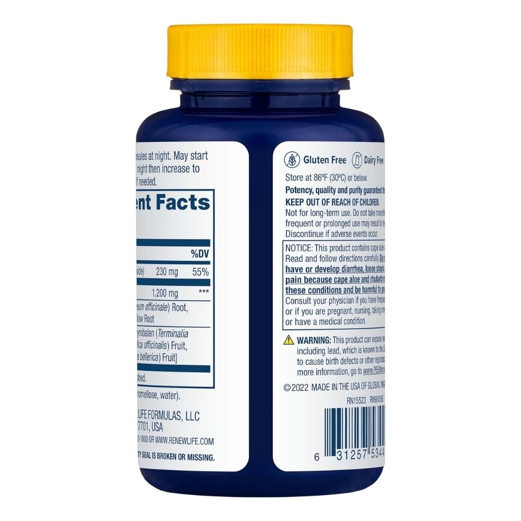 Renew Life Cleanse More - Herbal & Mineral Overnight Cleanse Formula Capsules, Pack of 60's