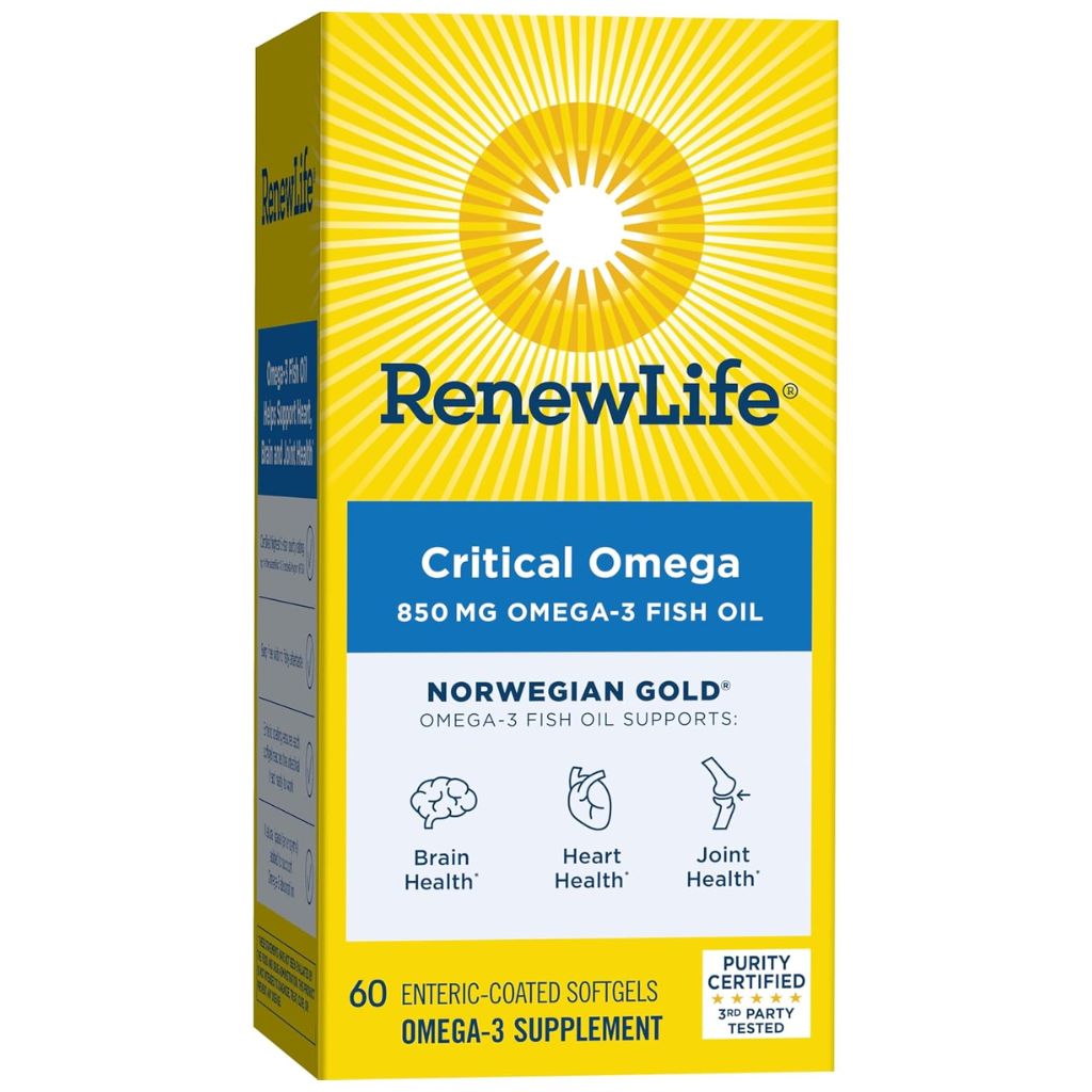 Renew Life Critical Omega 850mg Omega-3 Fish Oil Softgels, Pack of 60's