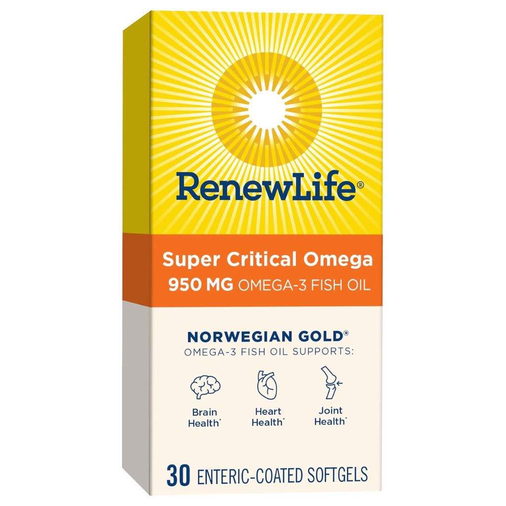 Renew Life Super Critical Omega 950mg Omega-3 Fish Oil Softgels, Pack of 30's